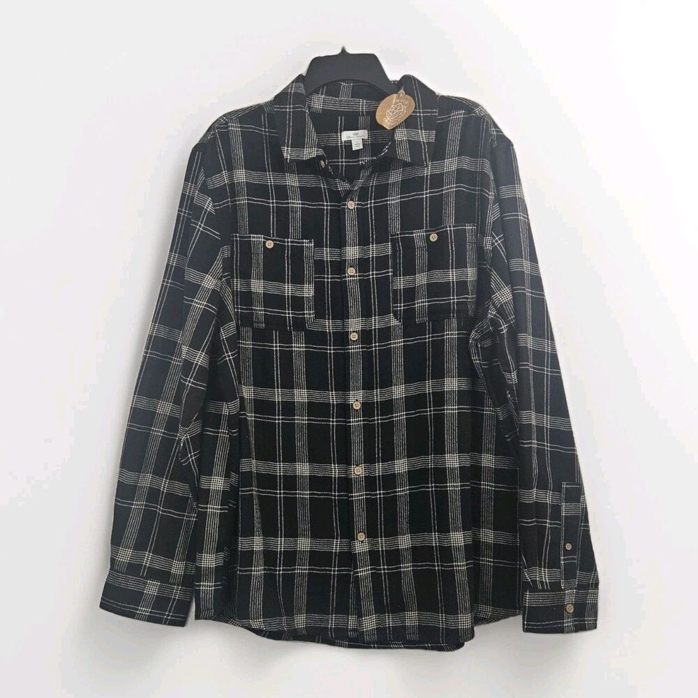 Dip Cotton Plaid Lumberjack Flannel Shirt Long Sleeve Button Up Men L